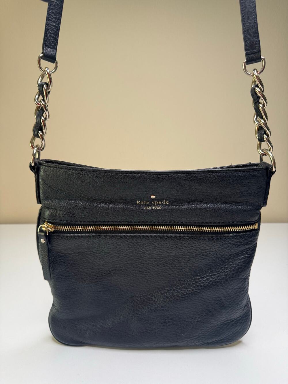 Kate Spade Jackson Street Melisse Crossbody Black Pebbled Leather Zip Top Bag